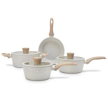 Imagem de Jogo De Panelas Indução 4 Peças Vanilla Em Alumínio E Revestimento Cerâmico Antiaderente Brinox