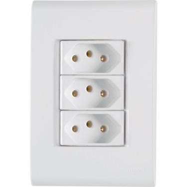 Imagem de Conjunto 4x2 Com 3 Tomadas 2p+t 10 A 250 V Tramontina Liz Branco