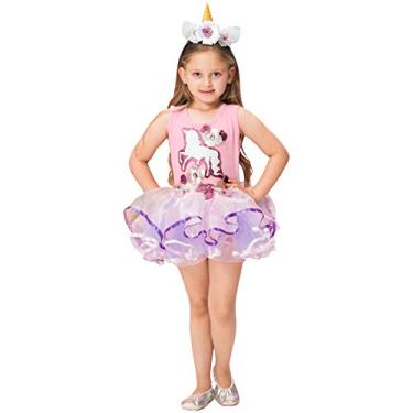 Imagem de Fantasia de Unicórnio Infantil Tiara Tutu Shorts de Carnaval (GG 9-10)