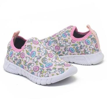 Imagem de Tênis Infantil Escolar Calce Fácil Menina Confortável Unicórnio Arcoír
