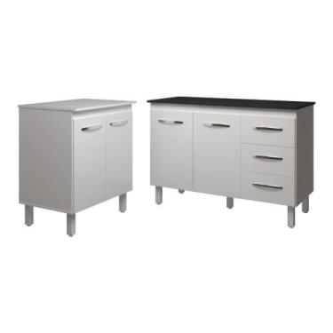 Imagem de Balcão Para Microondas Ou Forno Branco E Armário Bruna 118 Cm Cozinha 