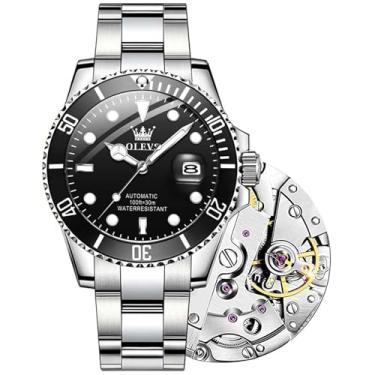 Imagem de 【Atualização】 OLEVS Relógios automáticos masculinos, relógio mecânico clássico de negócios com corda automática, com data, bisel rotativo unidirecional de luxo, impermeável, grande