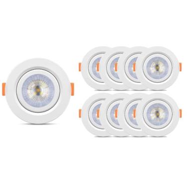 Imagem de Kit 10 Spot Redondo 5w Cob LED Direcionável Bivolt Teto- VRS Lighting (Branco Frio)