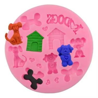 Imagem de Molde Silicone Cachorro Casinha Dog Osso Cachorrinho Fondant - LUYKE