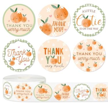 Imagem de JarThenaAMCS 500 peças de adesivo laranja de agradecimento Little Cutie Orange Adesivo de vedação decalque para aniversário chá de bebê lembrancinha de festa, 6 designs