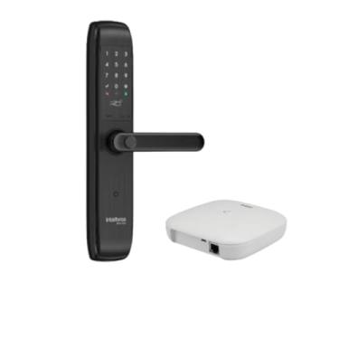 Imagem de Fechadura Smart de Embutir com Maçaneta + Hub Compatível com Alexa MFD 7000+ Preto Intelbras