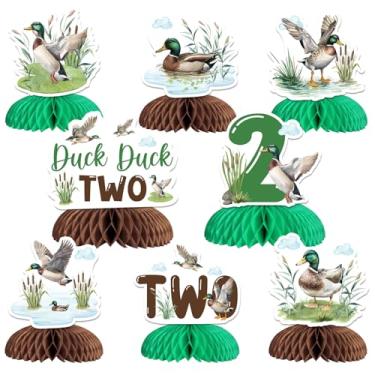 Imagem de Duck 2nd Birthday Decorations 8pcs Duck Duck Two Honeycomb Centerpieces Mallard Duck Table Decors Duck Hunting Second Birthday Decor Rustic Duck Hunting Theme Two Years Old Bday Party Supplies