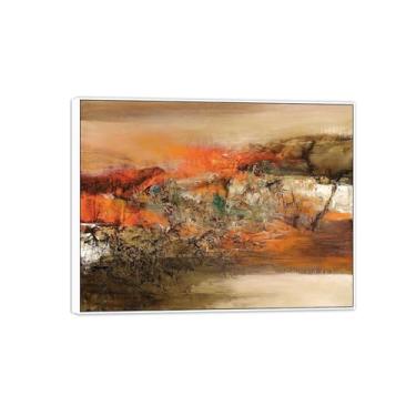 Imagem de MUHJDYC Zao Wou-ki Pintura famosa abstrata - imagem de arte em tela - arte de parede para sala de estar - reprodução de impressões (09.01.70) 20x25cm-8x10in moldura branca