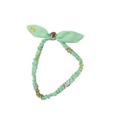 Imagem de Tiara em tecido verde com frutinhas bebê e moda infantil - Amora Modin