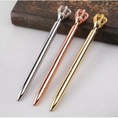Imagem de 10x Caneta Coroa Esferográfica Diamante Luxousa De Metal - PL