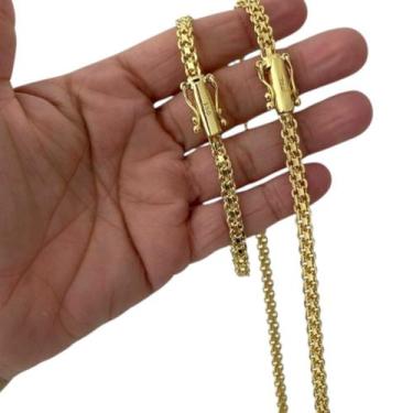 Imagem de Kit Cadeado Duplo 6mm Fecho 750 Banhado a Ouro 18K - Tojoia18K