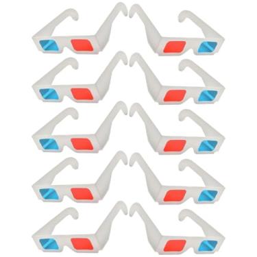 Imagem de LALAFINA 10 Peças De Óculos 3D De Papel Assistir Filmes 3D Armação Branca Papelão Anáglifo Filmes Dobrado Em Capa Protetora