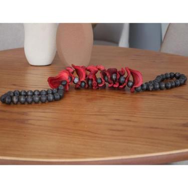 Imagem de Colar de Mesa Decorativo Cipós 78 cm Moderna Mobília, Preto/Magenta