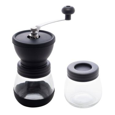 Imagem de Moedor de Café em Aço Inox com Porta Pó Extra de Vidro Preto Lyor