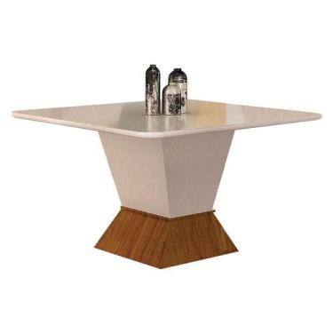 Imagem de Mesa De Jantar Larissa 135x135 Off White Freijó - Leifer Móveis - LEIF