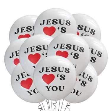 Imagem de Malayan Products Jesus Loves You Balloons 12 Count Latex, Church Event Decoration, Christian Birthday Party, God Theme, Bible Ideas, 12 Inch Standard Size (Heart)