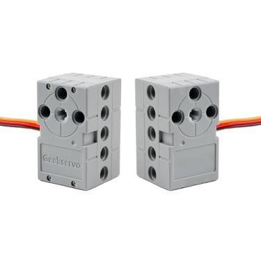 Imagem de Rcmall 2PCS Geekservo Programmable Building Block Servo Motor, 360 Degree Rotation, 2P/3P Wire, Compatible with Microbit Raspberry Pi (2KG Slow Speed Servo)