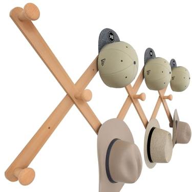 Imagem de SKOLOO Suporte de parede de madeira, gancho de parede sanfonado grande, ganchos de chapéu modernos e expansíveis para parede, chapéu, bolsa, cachecol e cabideiro versáteis para casa, escritório e