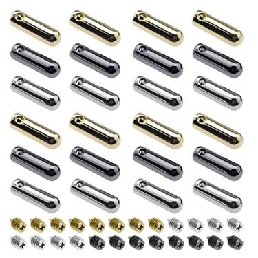 Imagem de Micro Traders 24 conjuntos de pontas de cadarço de metal com parafusos, cabeça de cadarço e cabos, pontas de substituição de aglet de metal para tênis, moletons com capuz, cordões elásticos, cadarços,