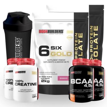 Imagem de KIT 2x 6 Six Gold 100% Protein Isolate 2kg + 2x Creatina 100g + 2x BCA