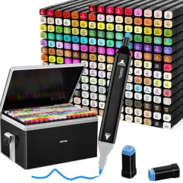 Imagem de Marcadores À Base De Álcool 204 Cores Com Suporte – Caneta De Desenho Com Ponta Dupla Para Esboços E Ilustrações De Anime, Para Crianças E Adultos (204 cores)