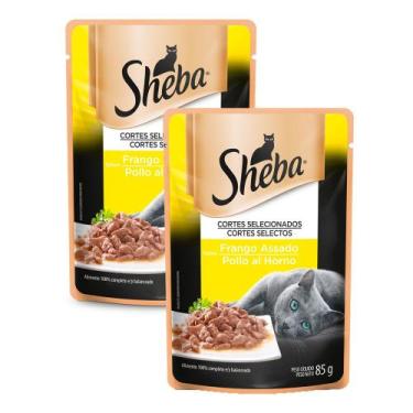 Imagem de Kit 2 Ração Úmida para Gatos Sheba Adulto Sabor Frango Assado em Sachê