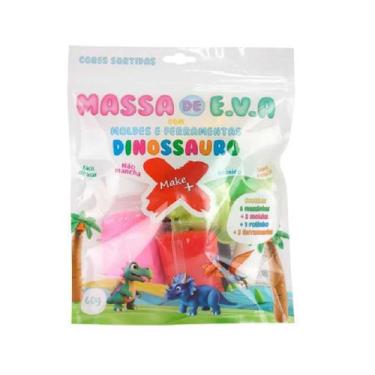 Imagem de Kit Massa EVA Dinossauro Com Moldes E Ferramentas 60g - MAKE +