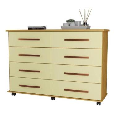 Imagem de Cômoda 8 Gavetas Jade Mel Perola - Móveis Primus, Mel Pérola