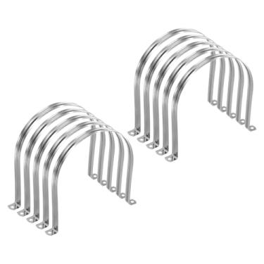 Imagem de HARFINGTON 10 braçadeiras de conduíte de 180 mm, braçadeira de tubo M180 U, correia rígida de aço inoxidável, suporte em forma de U com dois furos para fixação de fio de mangueira de tubo