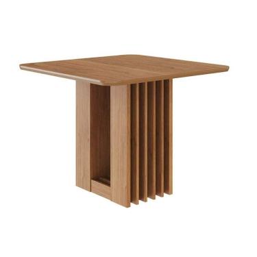Imagem de Mesa Multiuso Cozinha Ariela c/ Tampo Madeirado 95x95cm Cinamomo - Cimol