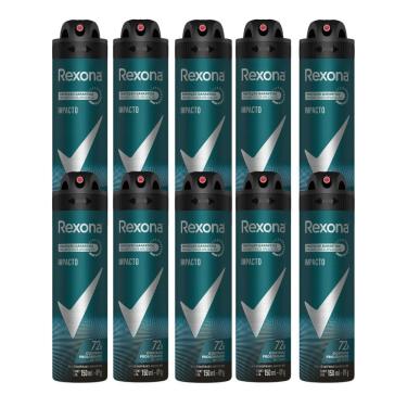 Imagem de Kit 10 Desodorante Rexona Men Impacto Aerosol Antitranspirante 48h com 150ml