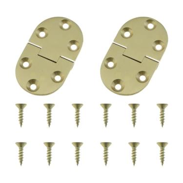 Imagem de DGZZI 2 peças 65 x 38 x 3,0 mm dobradiças de aba de latão amarelo com parafusos acessórios de ferragens adequadas para gavetas de mesa de piso/porta/mesa de centro