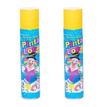 Imagem de Cabelo Maluco Kit 2 Tintas Spray Pinta Loca Amarelo 150ml - Aspa
