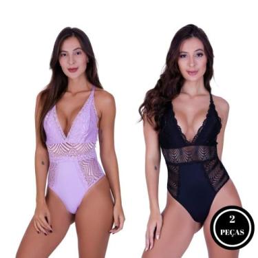 Imagem de Kit 2 Body Sem Bojo Rendado Sexy Feminino Camiseta Lingerie - c4 KIT 2