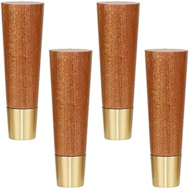 Imagem de Conjunto De 4 Pernas De Móveis De Madeira Maciça, Perna De Sofá De Madeira De Borracha Cônica, Pernas De Mesa De Café, Pernas De Banco, Pés De Substituição D, Wood Color, 25cm