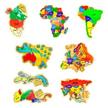Imagem de Kit Quebra-cabeça Mapas África, Oceania, América do Sul e Norte, Centr