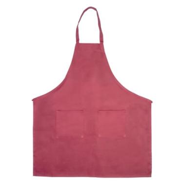 Imagem de Avental de comprimento total profissional aprovado pelo chef com dois bolsos frontais | Alça ajustável e resistente à água para funcionários de cozinha de chef | 86 cm L x 76 cm P, unissex, bordô
