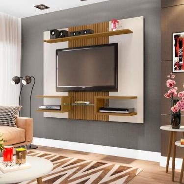 Imagem de Painel TV Até 55 Pol. Atlas OffWhite/Cinamomo - Ripa - Móveis Bechara