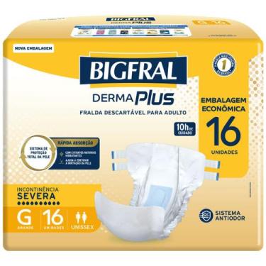 Imagem de Fralda Geriátrica Derma Plus BigFral - Tamanho G - 16 unidades, 16, G