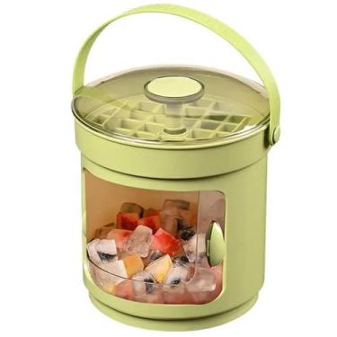 Imagem de Balde Forma de Gelo Recipiente Reservatorio Pegador Tampa Alça Dispens