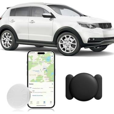 Imagem de HONGTOP H Etiqueta de rastreador para veículos, rastreador de carro GPS sem assinatura funciona com Apple Find My(apenas iOS), mini rastreador de carro oculto com capa magnética - preto, 1 peça