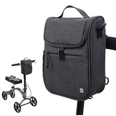 Imagem de PACMAXI Bolsa para guidão de joelho para caminhante, vários usos, bolsa de guidão para andador de joelho, bicicleta, scooter, cadeira de rodas, bolsa de acessórios para scooter de joelho com alça de