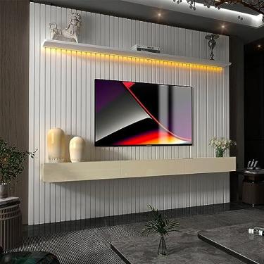 Imagem de Painel Ripado Tv até 85 Polegadas com Led 230cm Nobre Gelius Móveis Off White