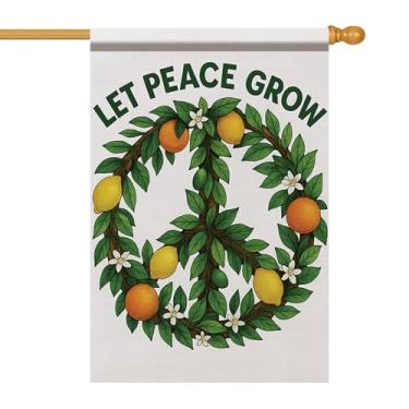 Imagem de Starlit Patio Bandeira da Casa da Paz 71 x 101 cm Let Peace Grow Bandeiras de Jardim Dupla Face Limão Laranja Cítrico Grinalda Banner Exterior Alpendre Ração EUA Casa Igreja