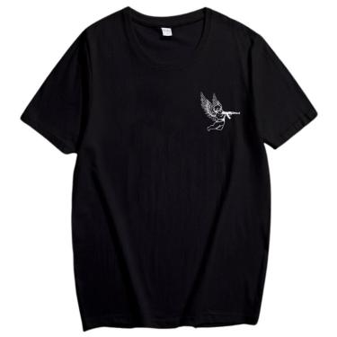 Imagem de Camiseta Streetwear Masculina Anjo Com AK47 Unissex Em Algodão-Masculino