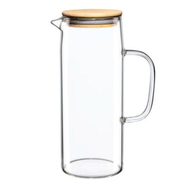 Imagem de Jarra de Suco em Vidro Borossilicato com Tampa de Bambu 1L - Flashgood