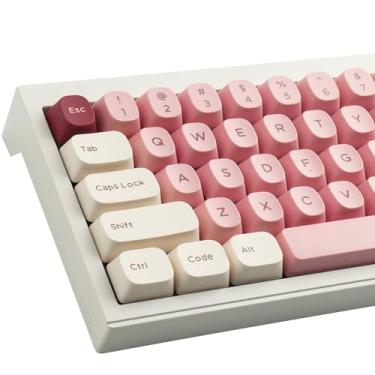 Imagem de Sunzit Teclas PBT Double Shot, 171 teclas YMK Profile Keycaps rosa branco vermelho personalizado Dye-Sub conjunto de teclas para interruptores Cherry MX ISO/ANSI UK Layout mecânico Gaming Keyboar