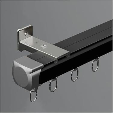 Imagem de Sistema De Trilho De Cortina De Montagem Em Parede E Teto Preto Quarto Conjunto De Varão De Cortina De Alumínio Resistente Bar Divisor De Quarto Para Varanda Rv Out, Wall Mount, 14m/46ft