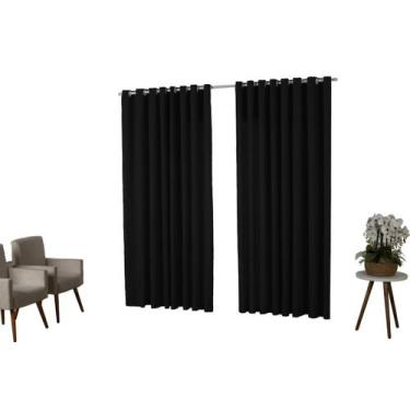Imagem de Cortina 3,00X2,50 Oxford Quarto Sala Porta Preto - Imperial Moda Casa