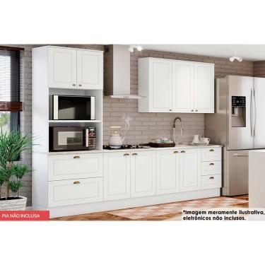 Imagem de Kit Cozinha Modulada 5 Peças Americana Peças (1Aéreo+2Balcões+1Paneleiro+1Complemento) C5P30 Branco - Henn